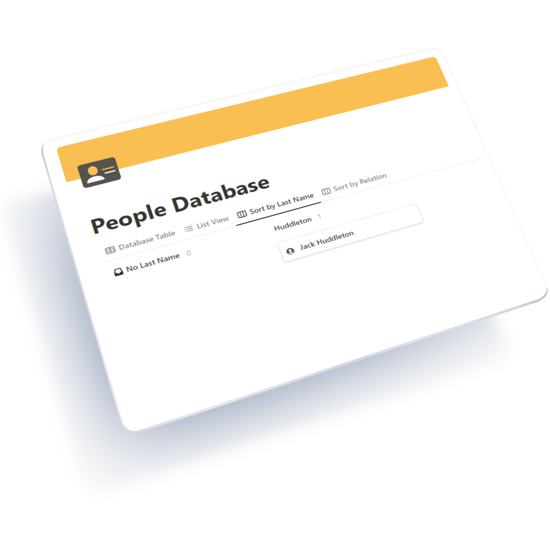 Plantilla de noción de base de datos de personas