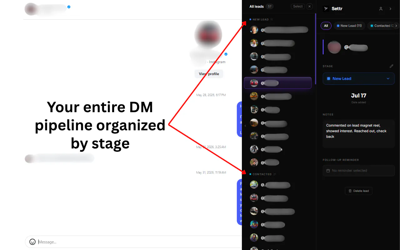 Settr - Instagram DM CRM gallery image