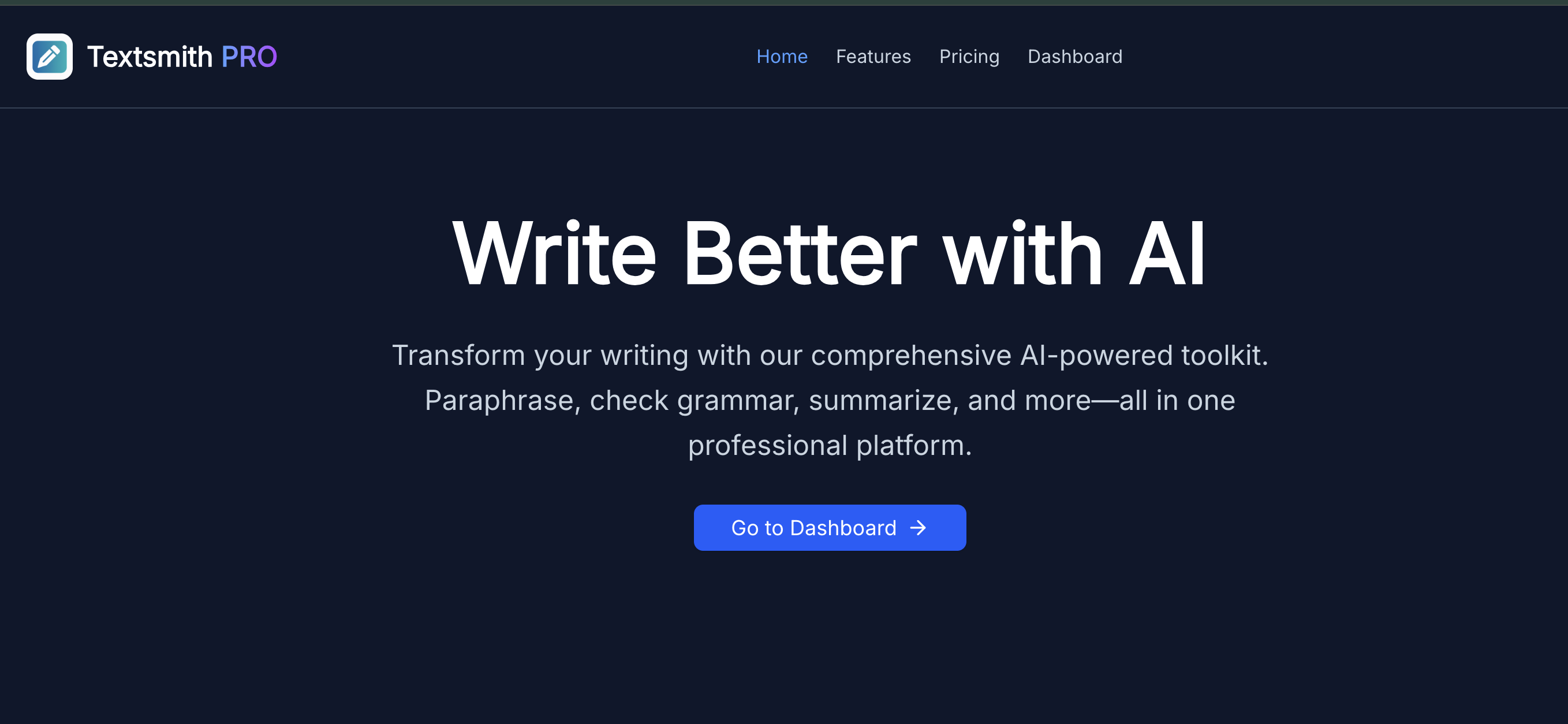 Textsmith PRO - Write Better with AI - Main screenshot showing features and interface