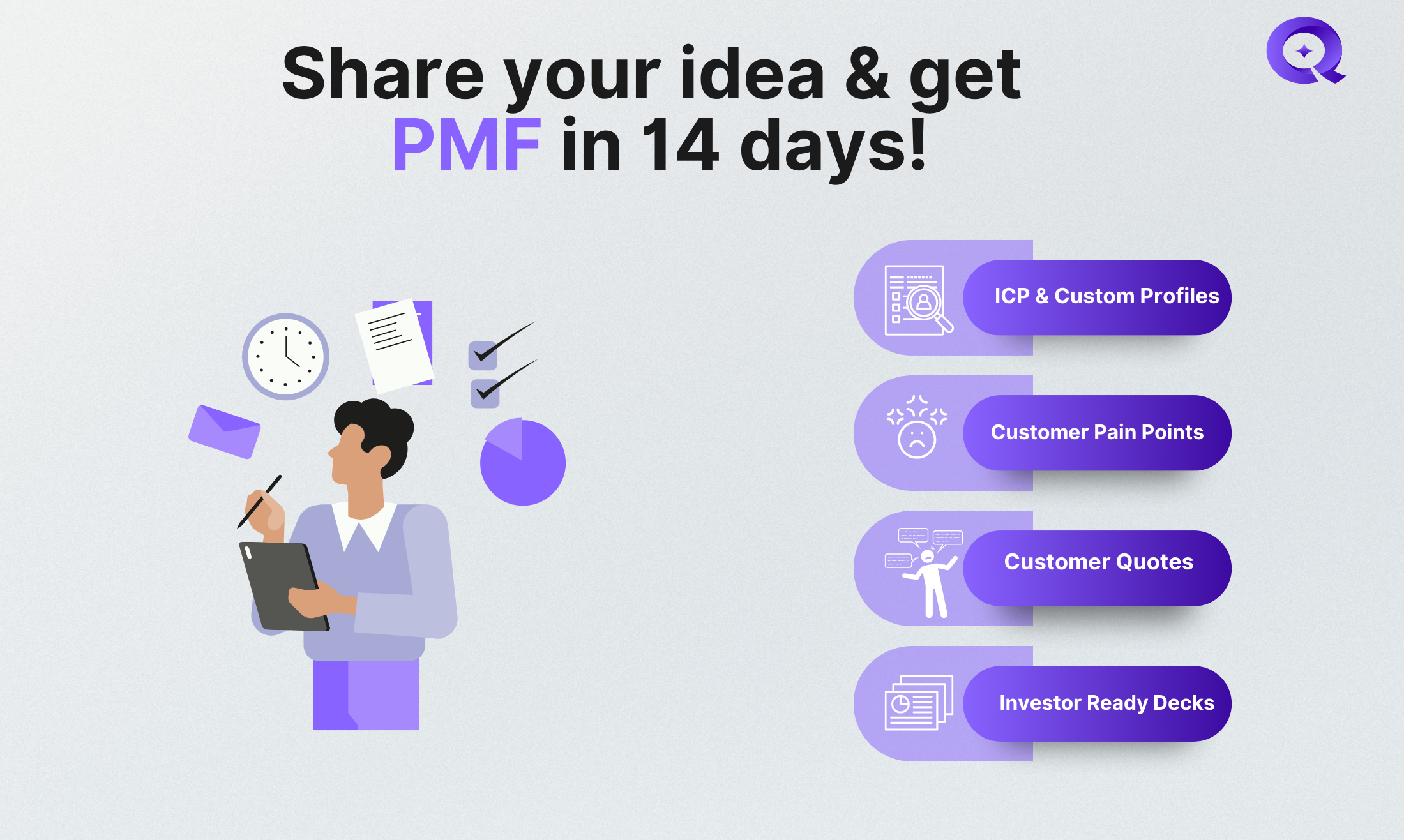 وسائط Qualz.ai® Insights Agent - ابحث عن PMF ، Scale ، ورفع - بثقة في أيام 3