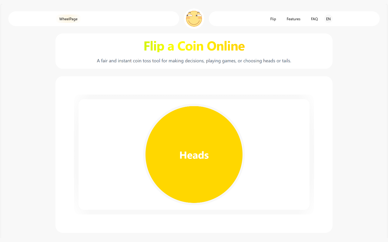 Coin Flip — A Minimal Decision Tool - Main product screenshot demonstrating key features and user interface