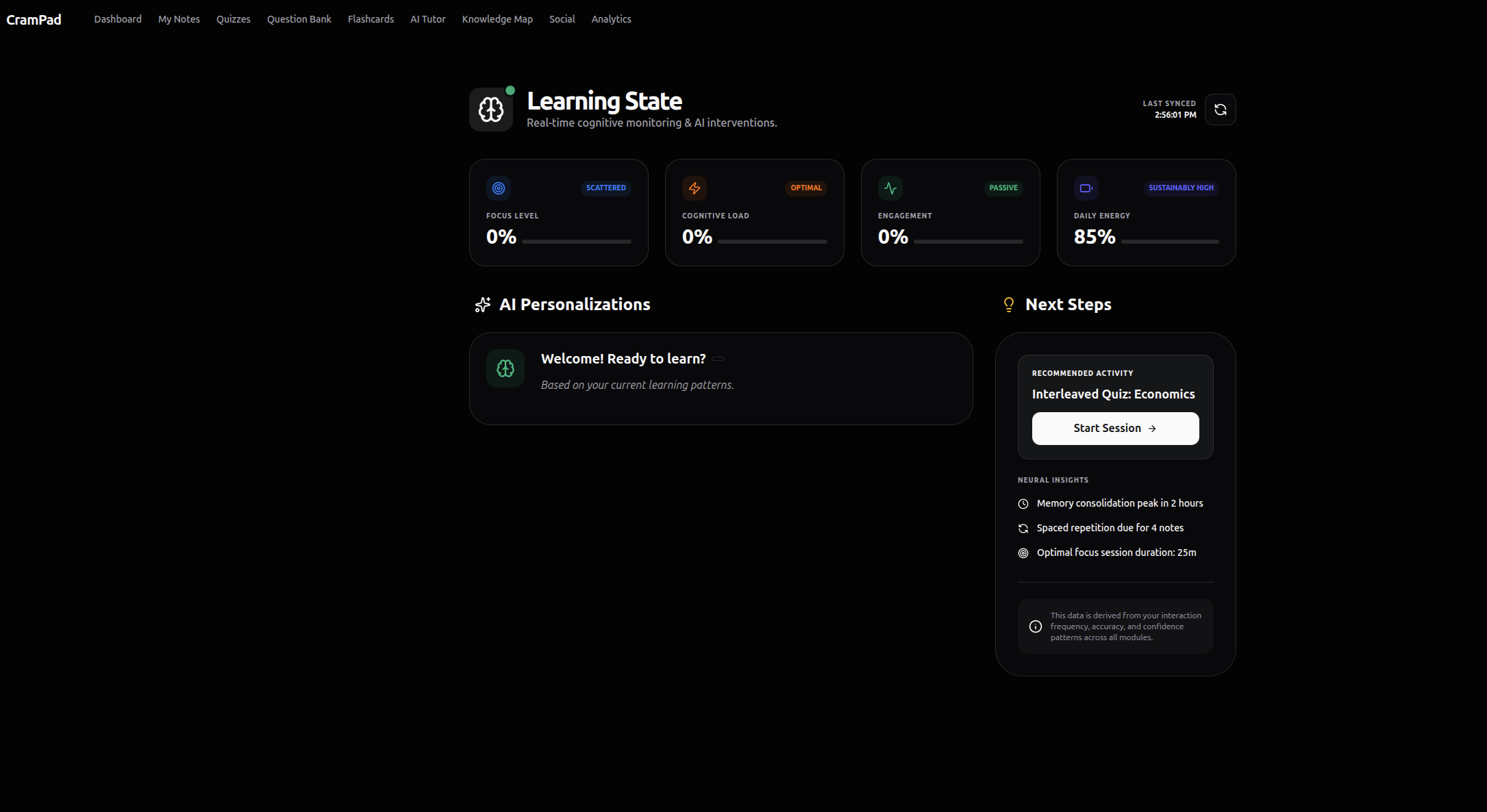 CramPad - Main product screenshot demonstrating key features and user interface