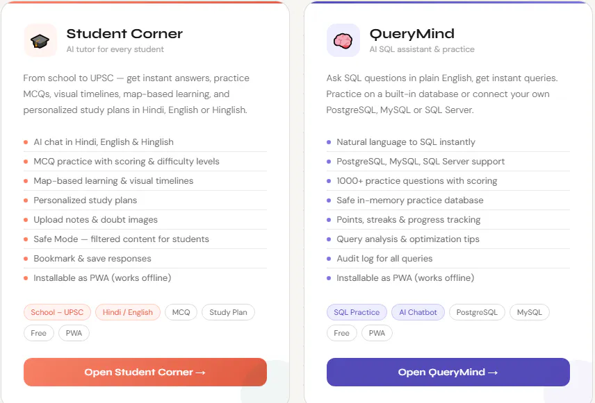 Mukesh AI Tools-Student-Corner&QueryMind 截图 1