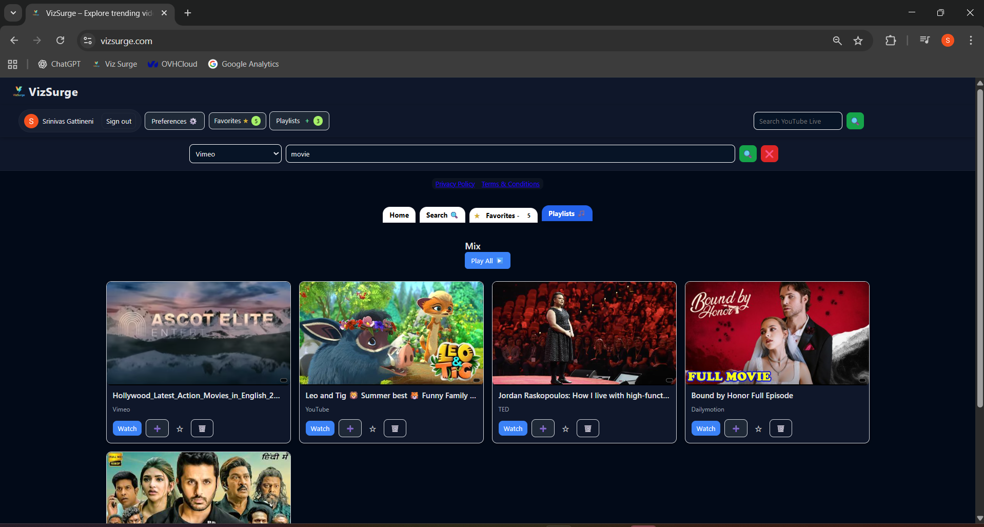 VizSurge - Main screenshot showing features and interface