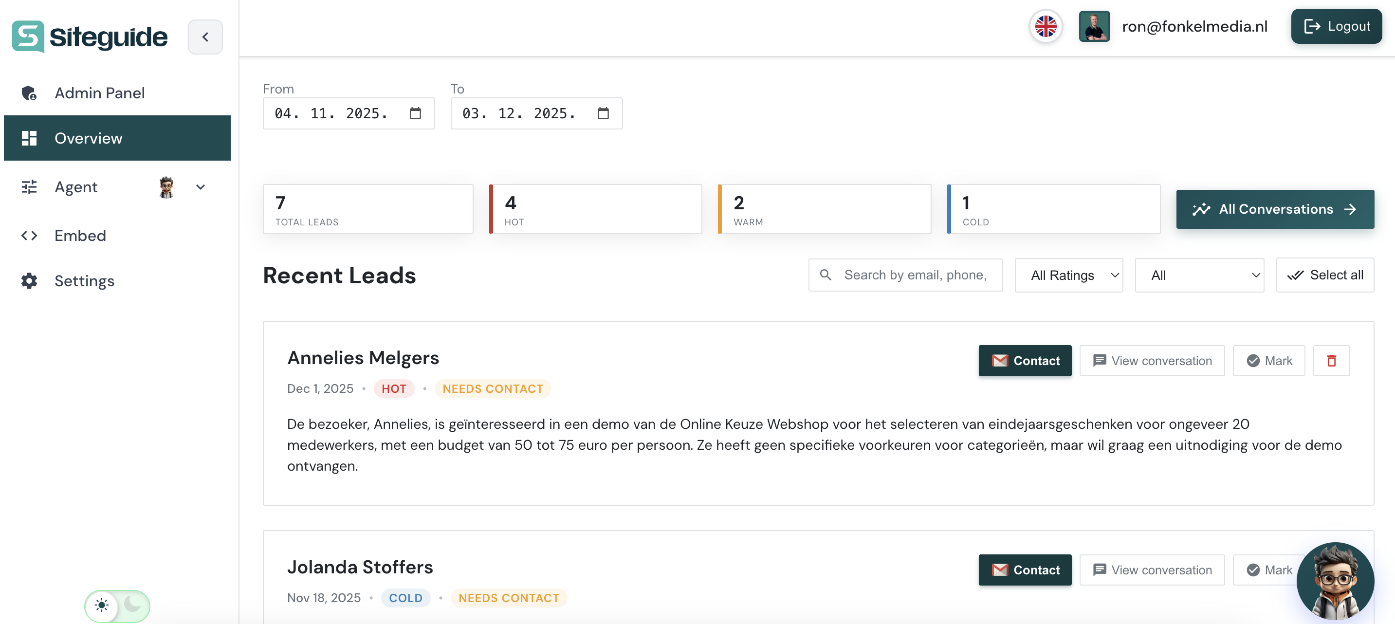 Siteguide AI - Main product screenshot demonstrating key features and user interface