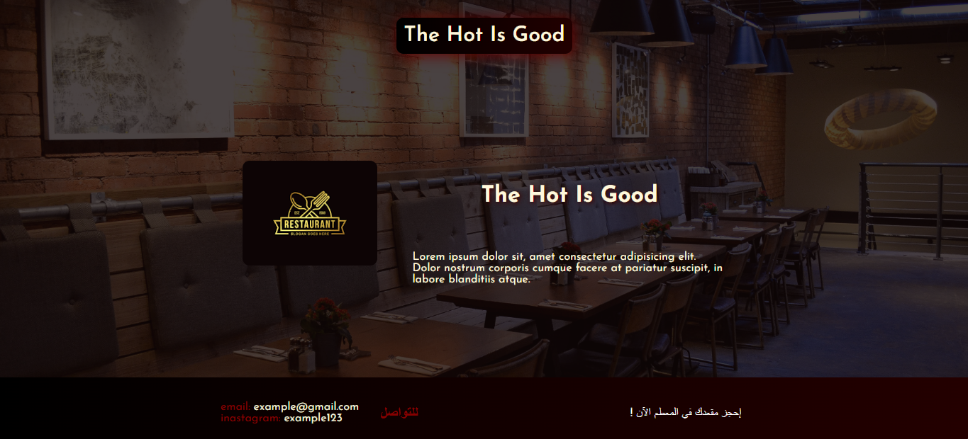 Professional Restaurant Landing Page