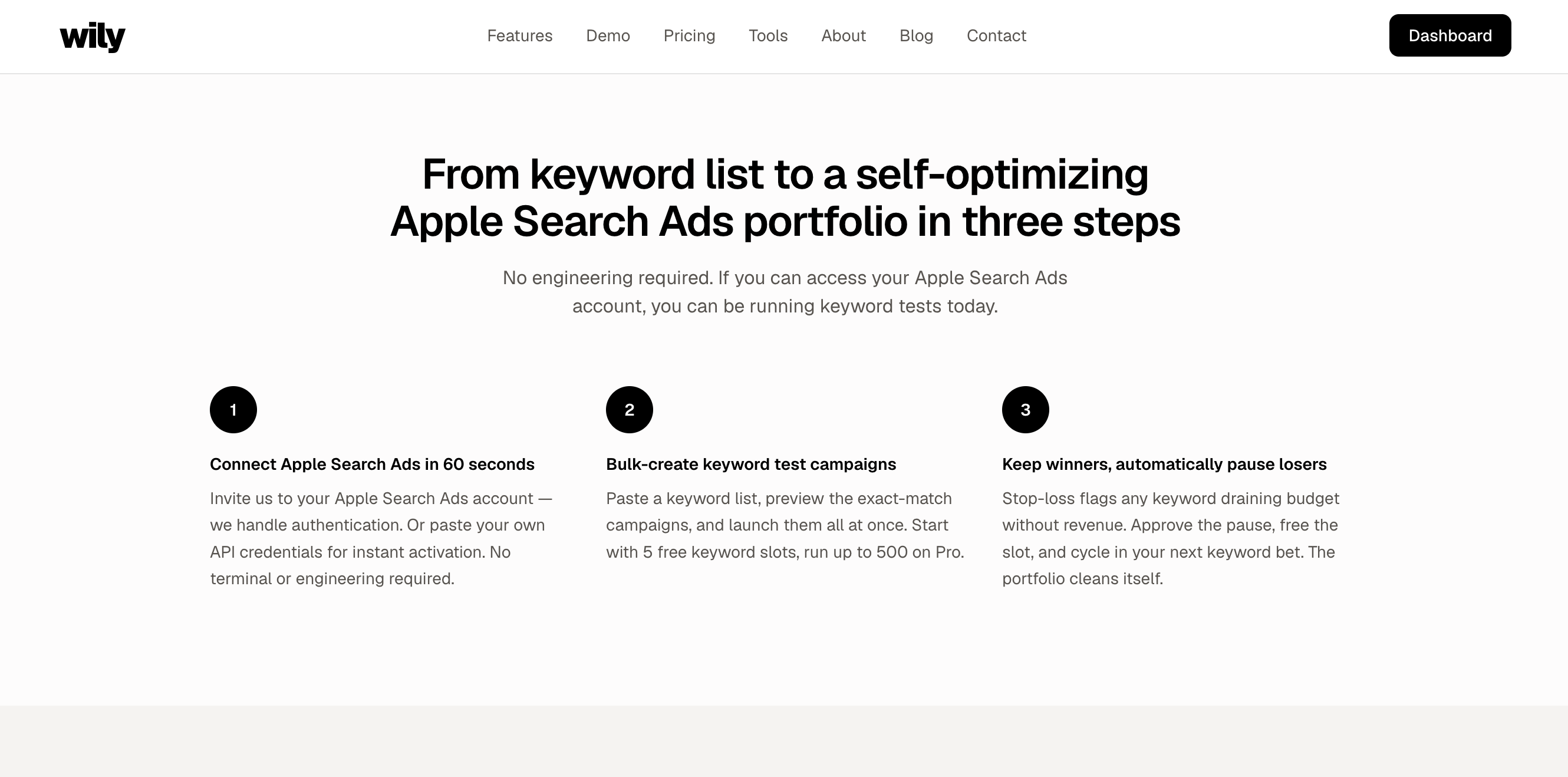 Wily Apple Search Ads keyword automation gallery image