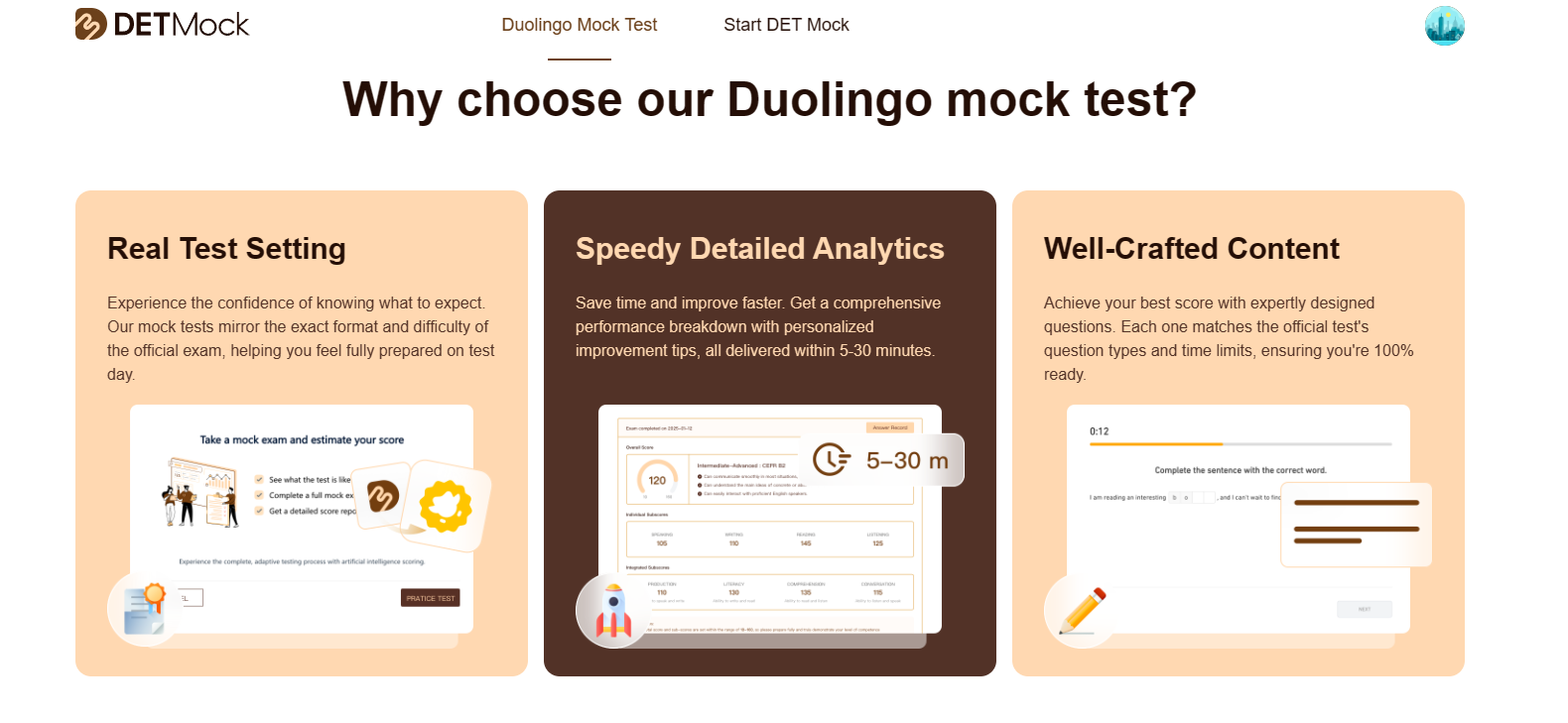 确定 - Detmock为用户提供类似现实的Duolingo模拟测试媒体2