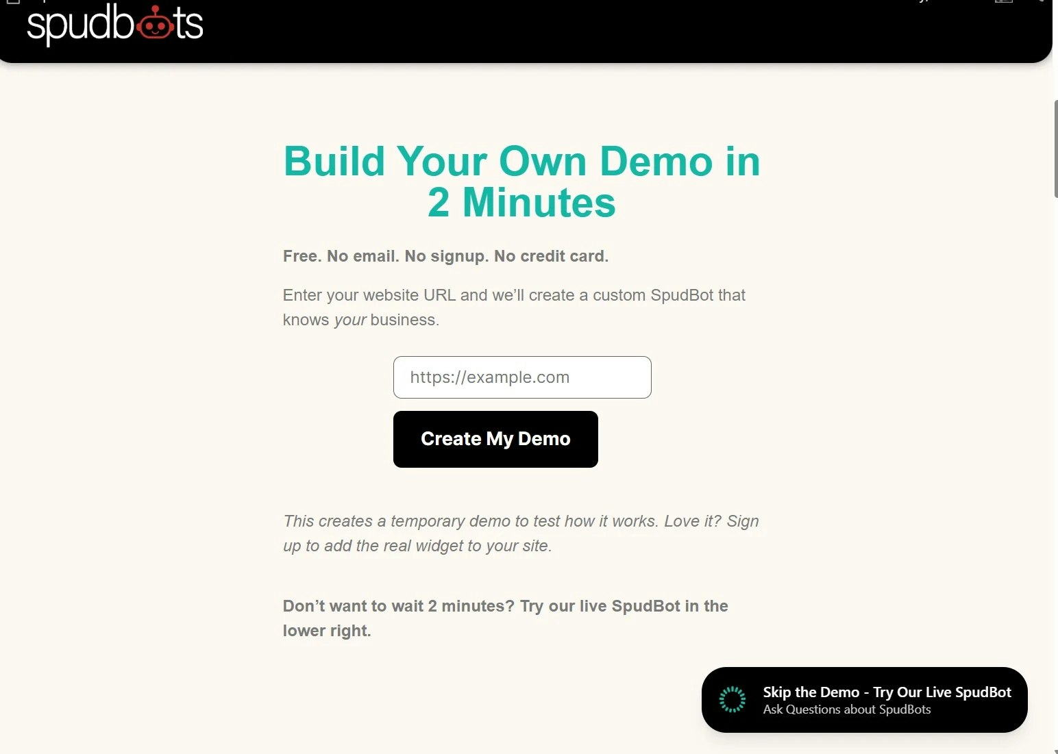 SpudBots - Screenshot 2 showing product features and functionality