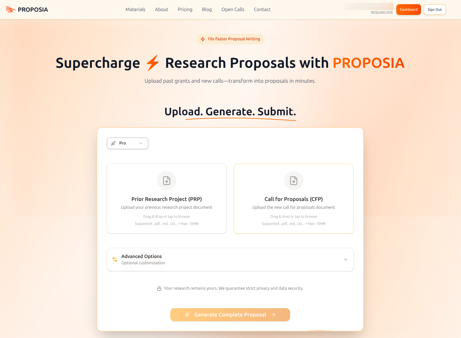 PROPOSIA - Main product screenshot demonstrating key features and user interface