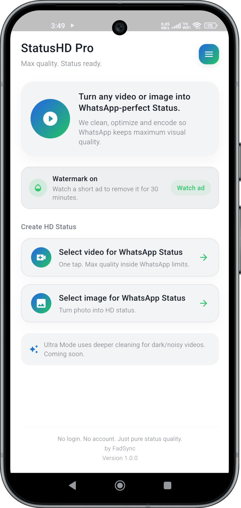 StatusHD Pro - Main product screenshot demonstrating key features and user interface