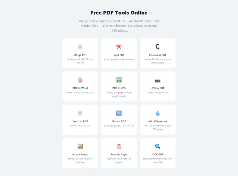 PDF Utilities is a free PDF toolset screenshot 1