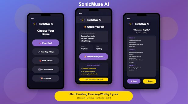 Create Songs Instantly - SonicMuse AI gallery image