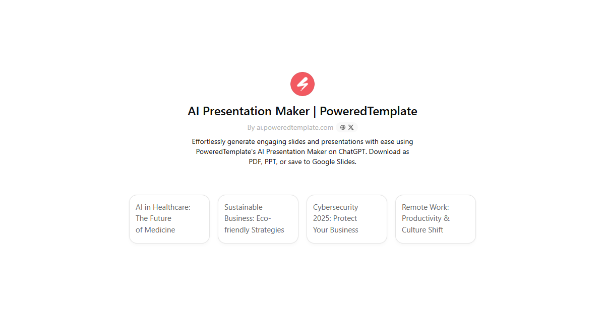 Custom GPT voor AI -presentatiemaker - Maak professionele presentaties rechtstreeks op chatgpt media 2