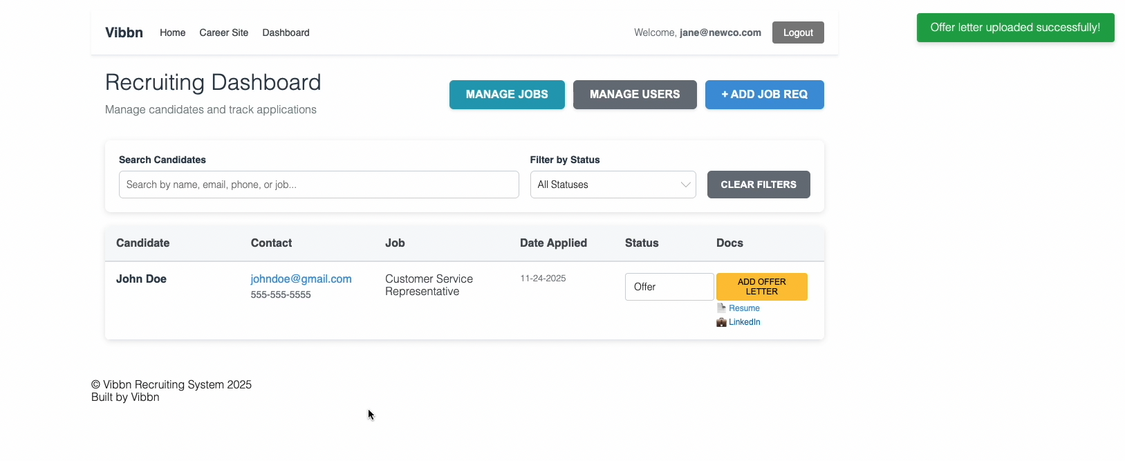 Vibbn.com - Main product screenshot demonstrating key features and user interface