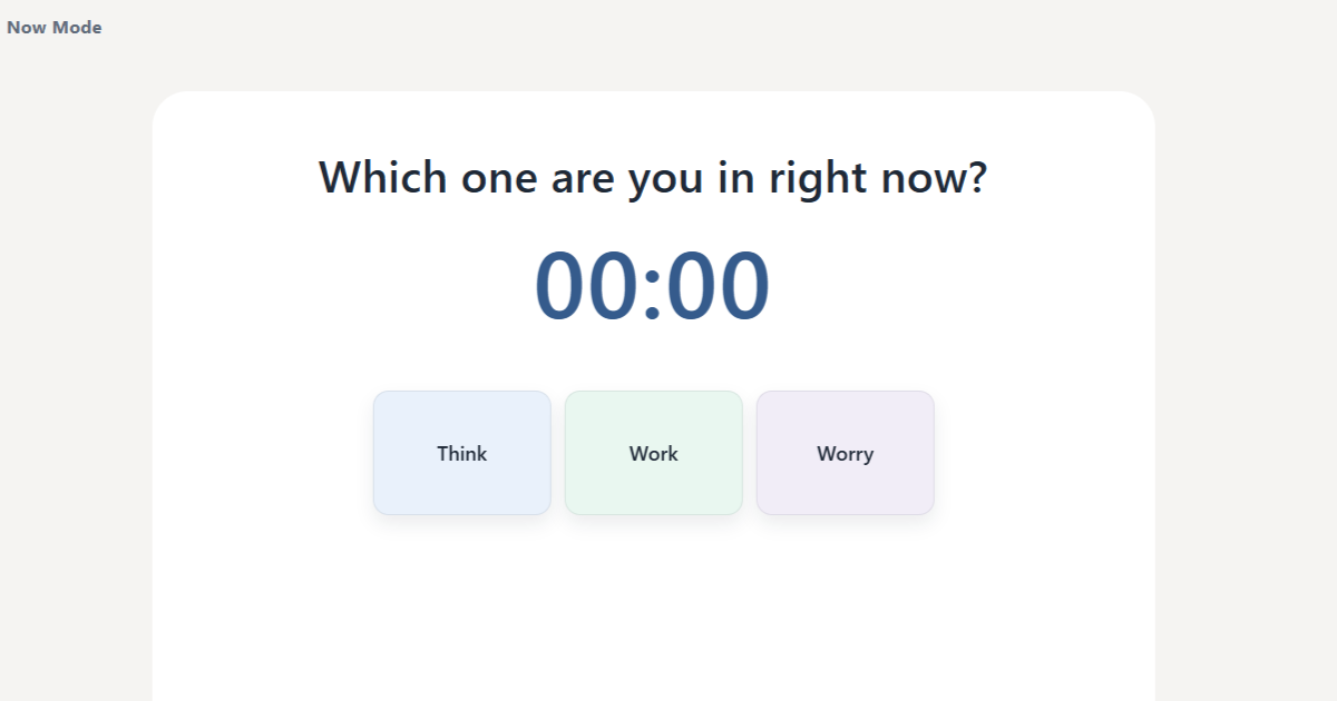 Now Mode - Main product screenshot demonstrating key features and user interface