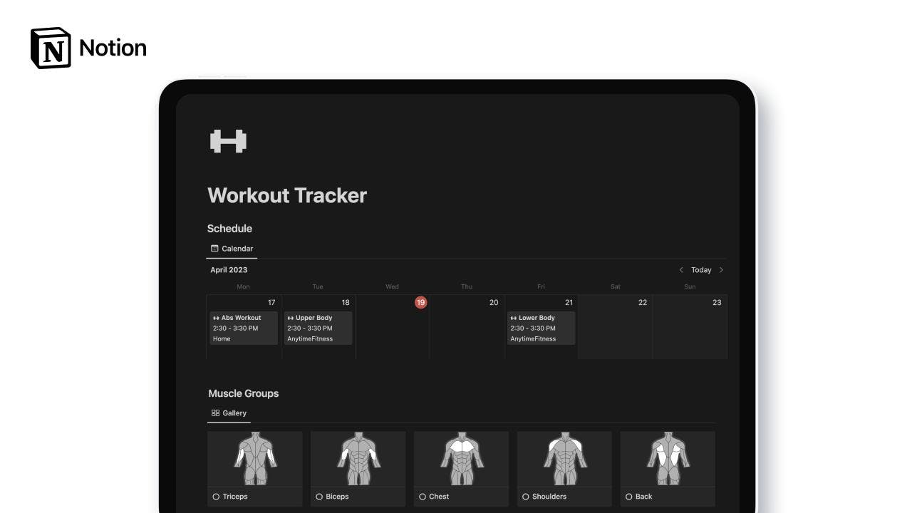 Notion Workout Tracker media 1