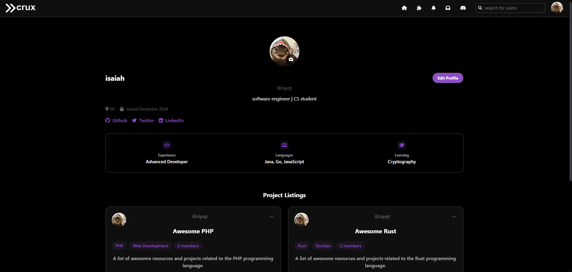 Crux - Developer Project Finder gallery image