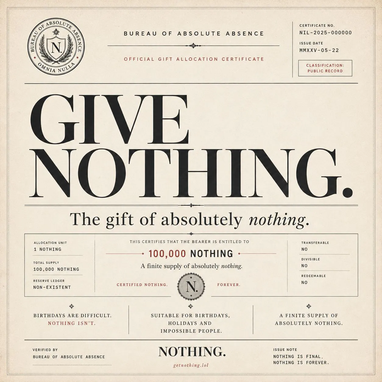 NOTHING. gallery image