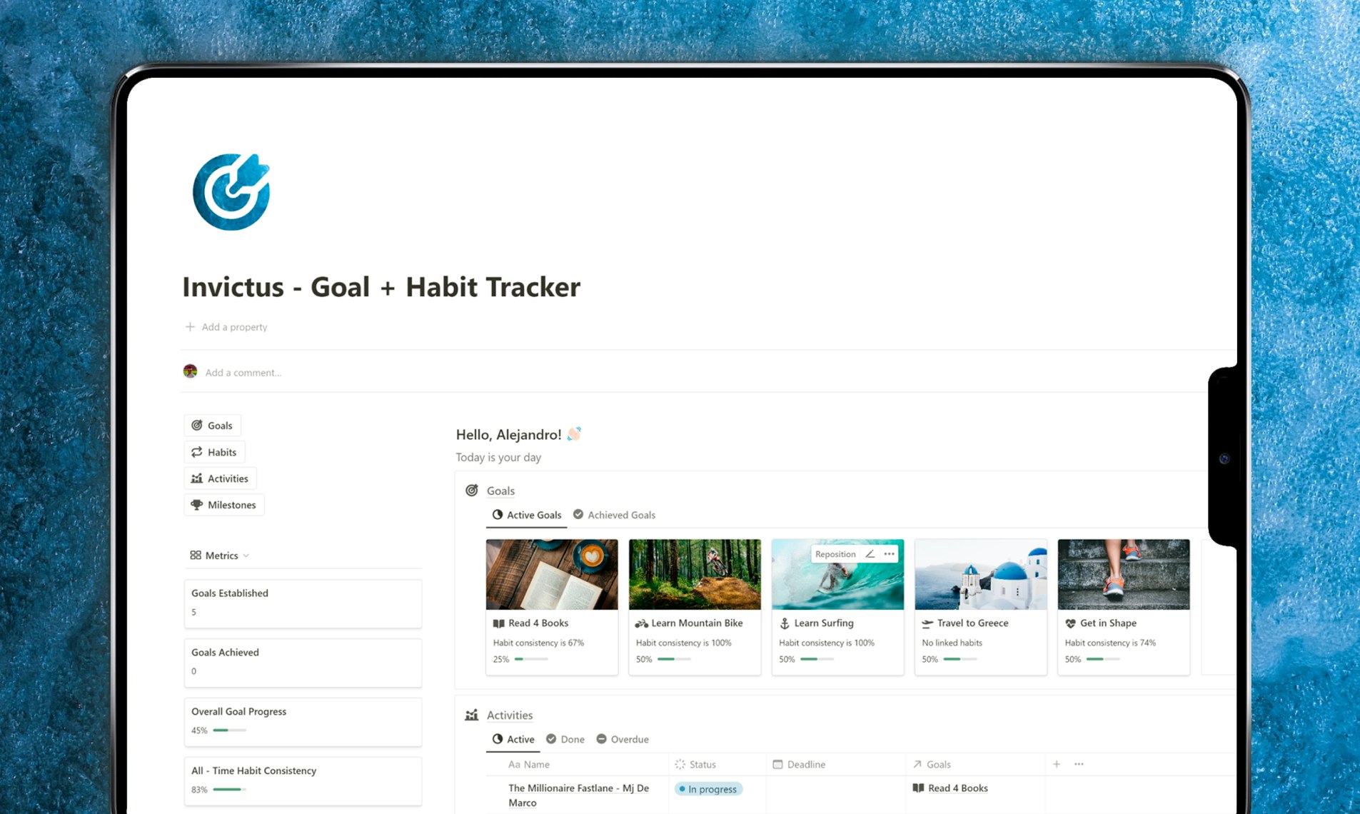 Invictus - Notion Doal Habit Tracker - Uw routekaart voor succes begint hier. media 1