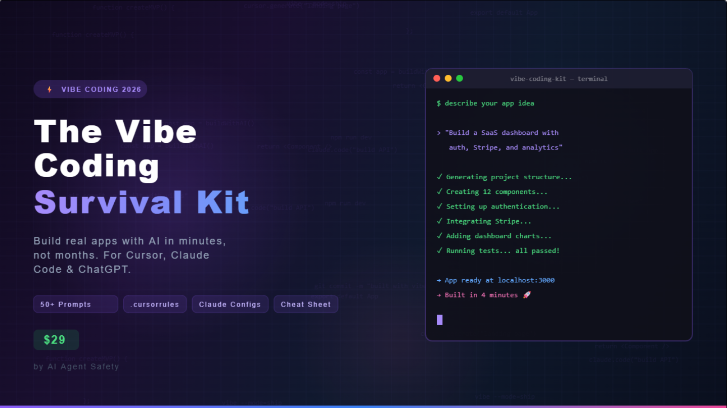 Vibe Coding Kit - Main product screenshot demonstrating key features and user interface