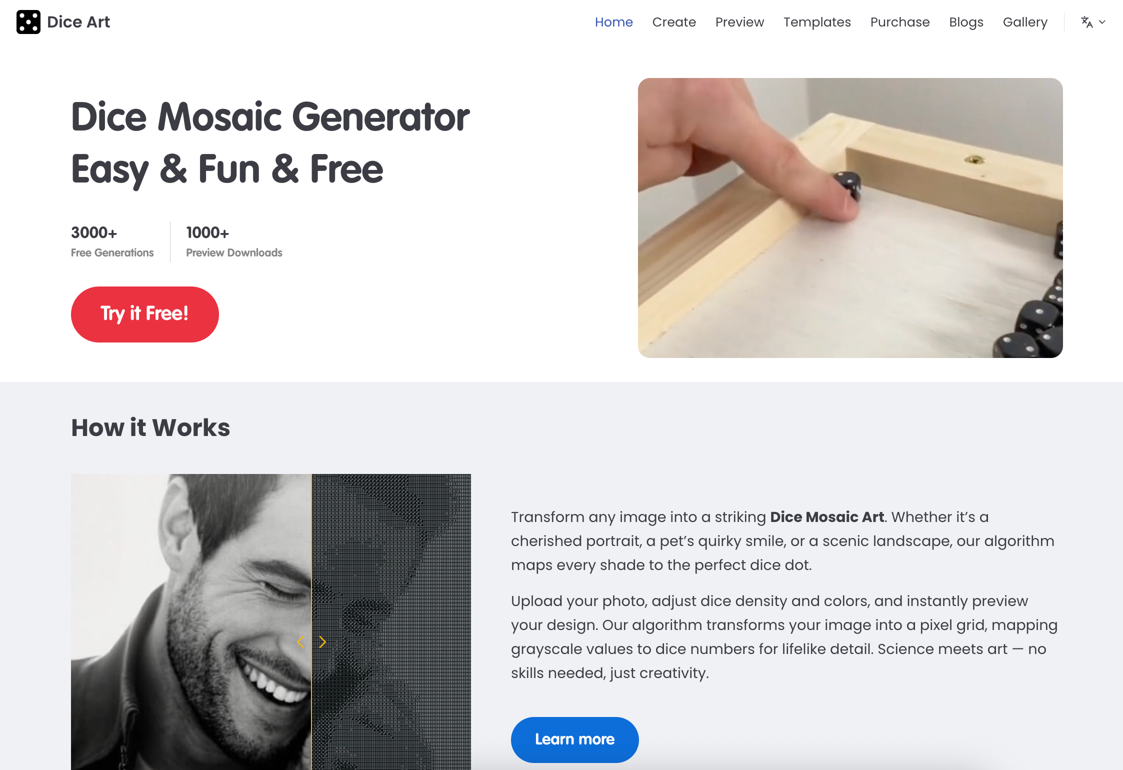 Free Dice Mosaic Generator gallery image