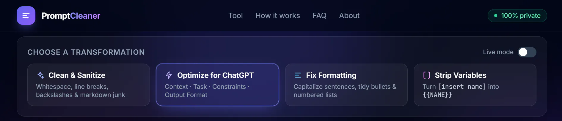 AI Prompt Cleaner & Formatter gallery image