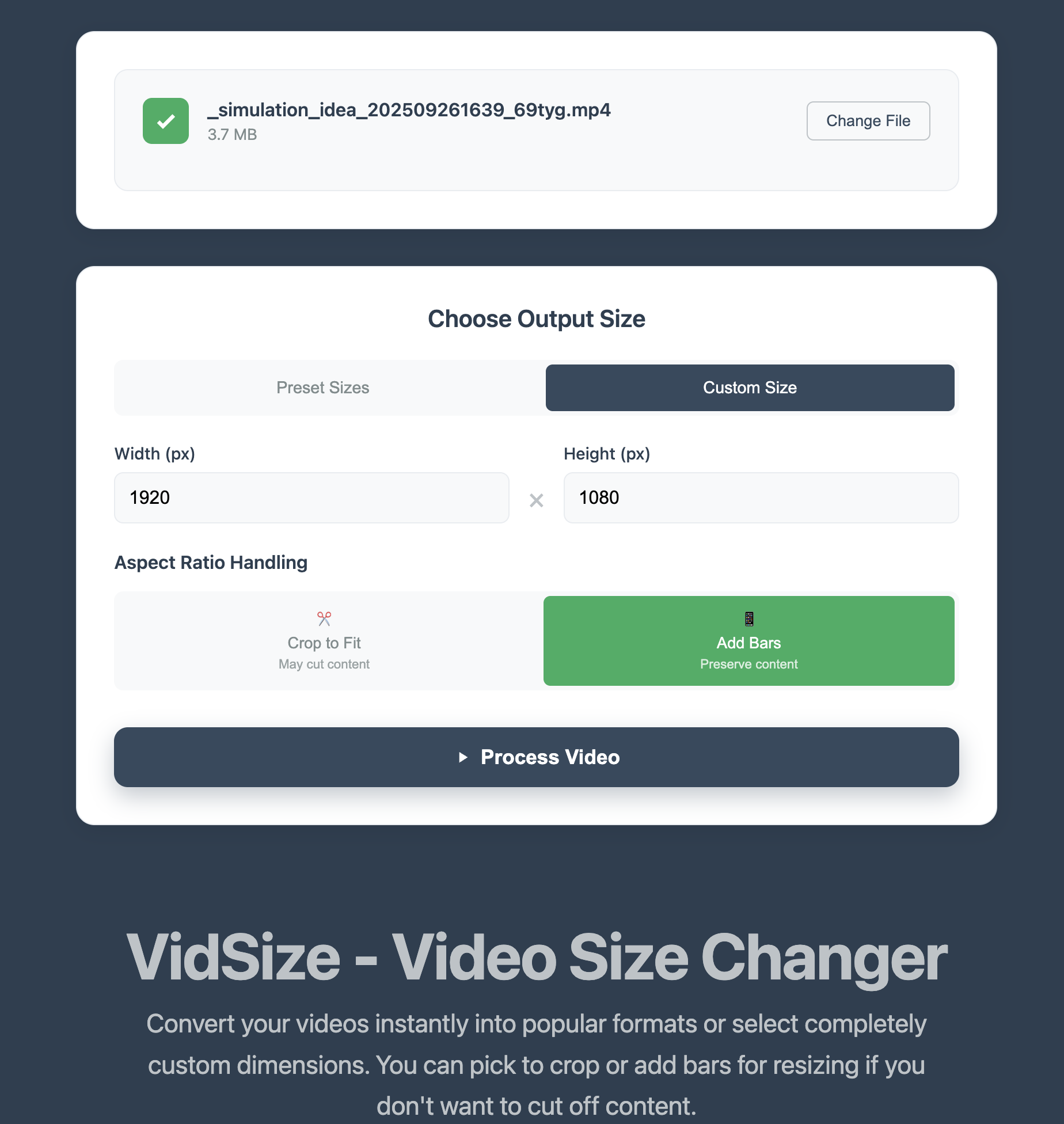 VidSize: Online Video Cropping/Resizing gallery image