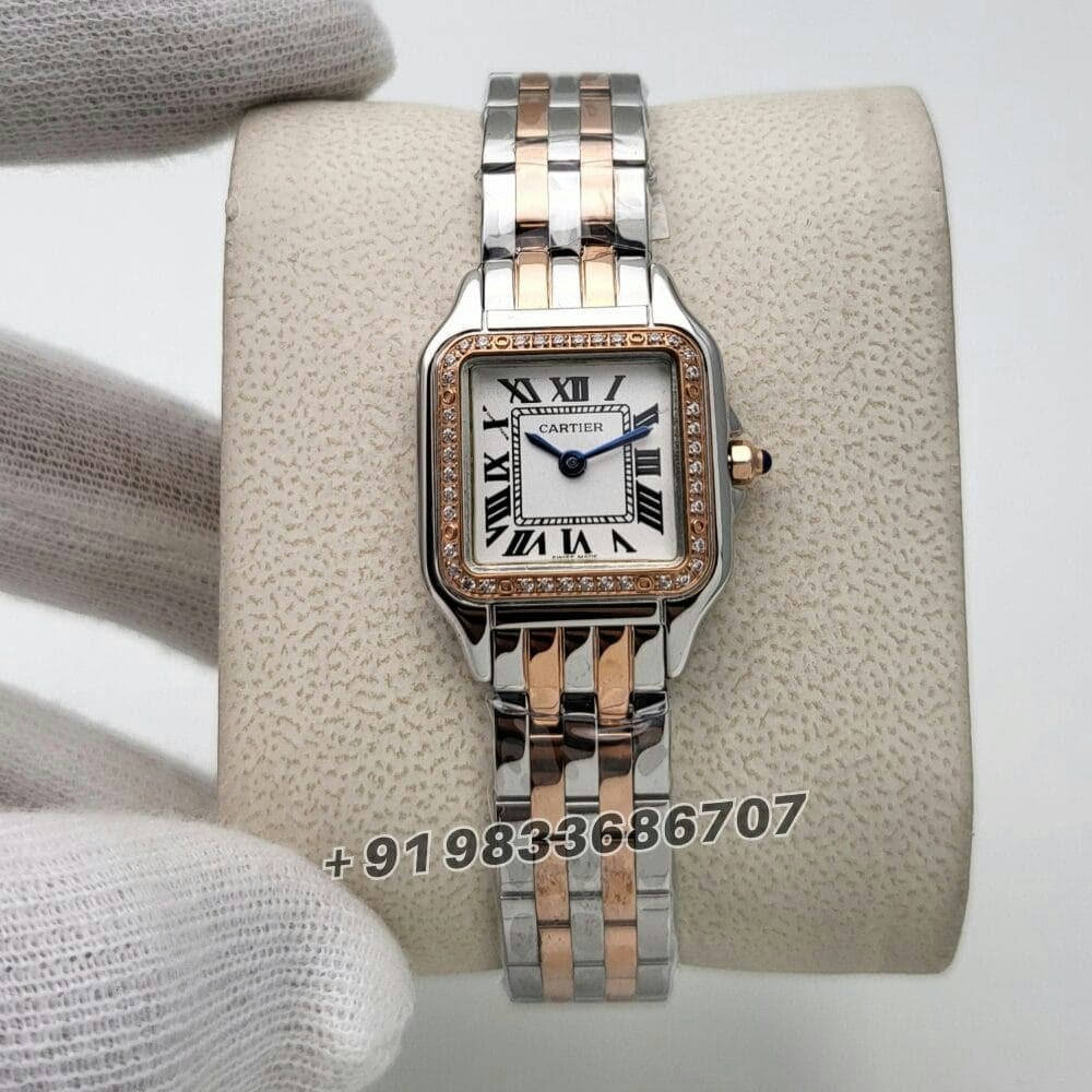 Orologi miliardari - Cartier First Copy Watch Women - quadrante bianco a doppio tono media 1