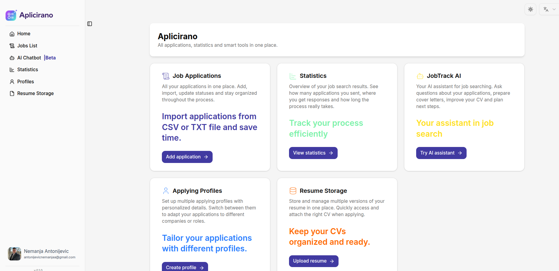 aplicirano.com - Main product screenshot demonstrating key features and user interface