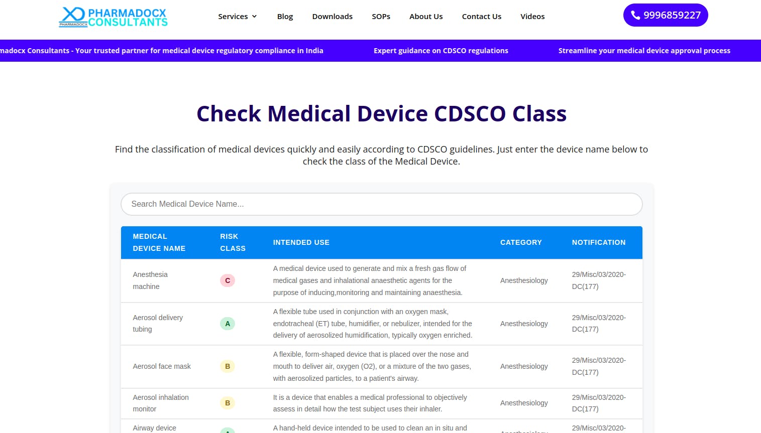 CDSCO Medical Device Risk Class Checker media 1