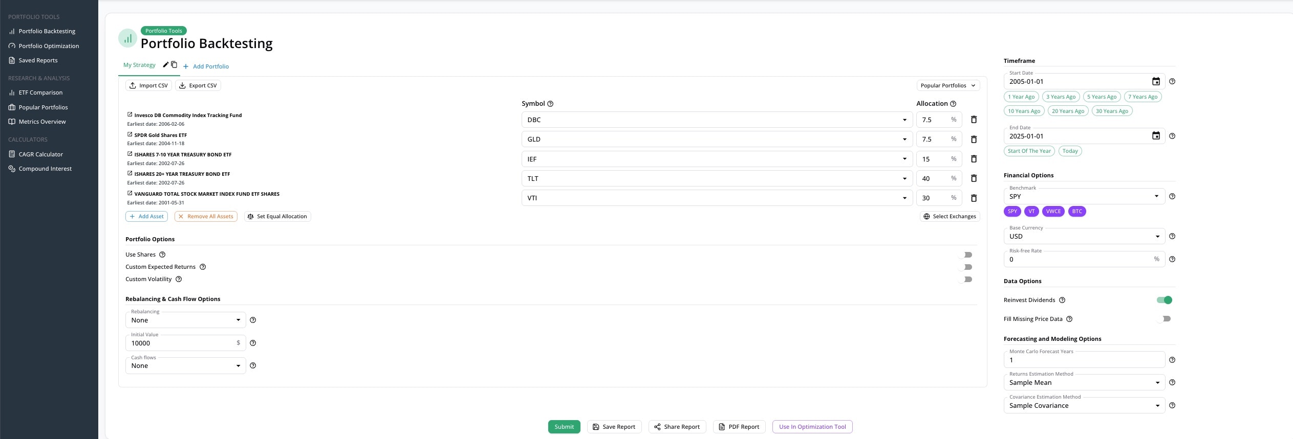 Portfoliometrieken - Backtesting- en optimalisatietool voor portefeuilles voor beleggers media 2