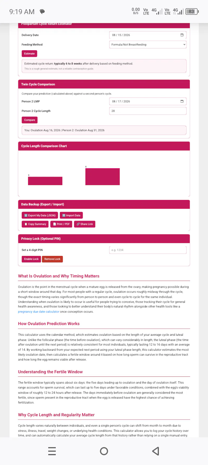 Ovulation Calculator  screenshot 4