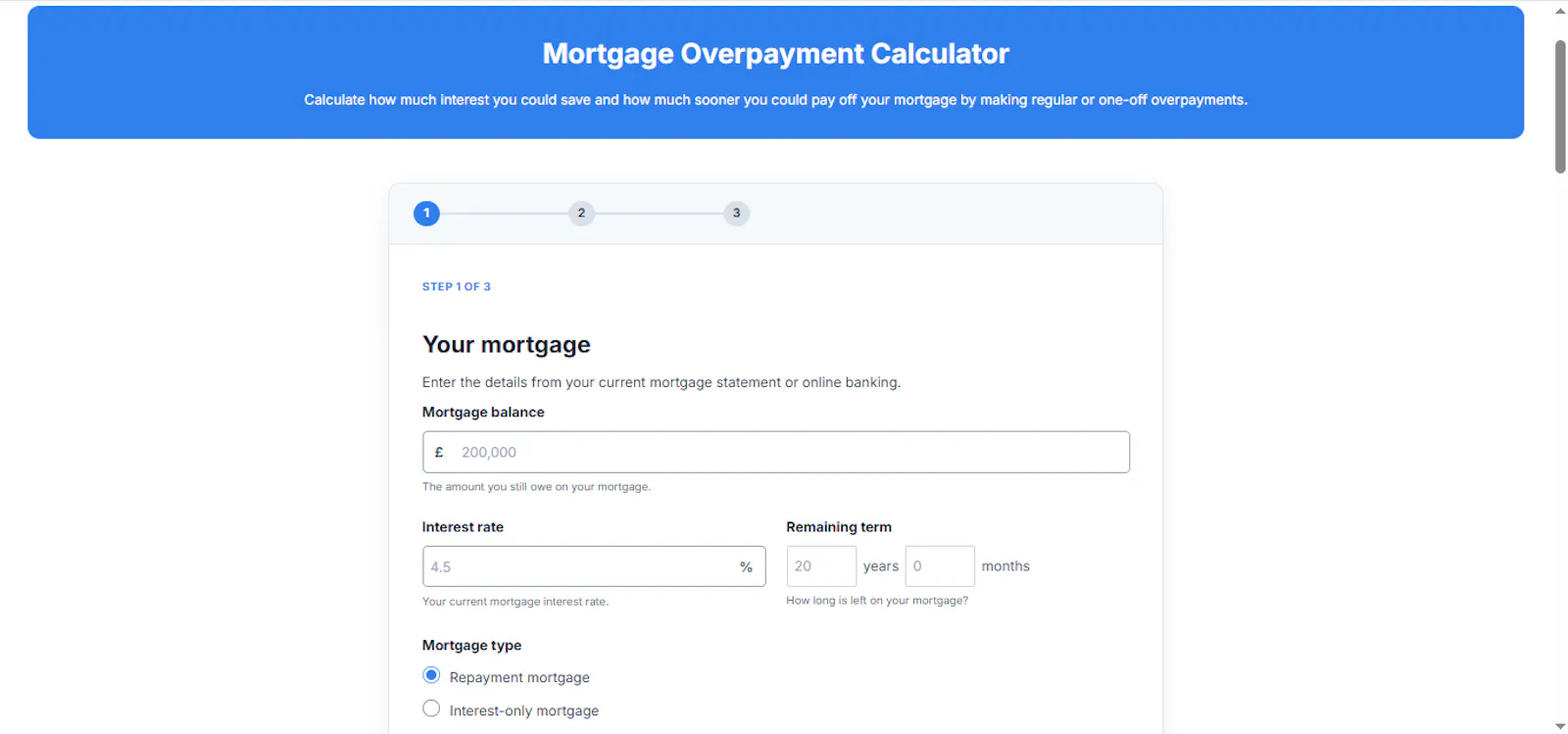 Mortgage Overpayment Calculator screenshot 2