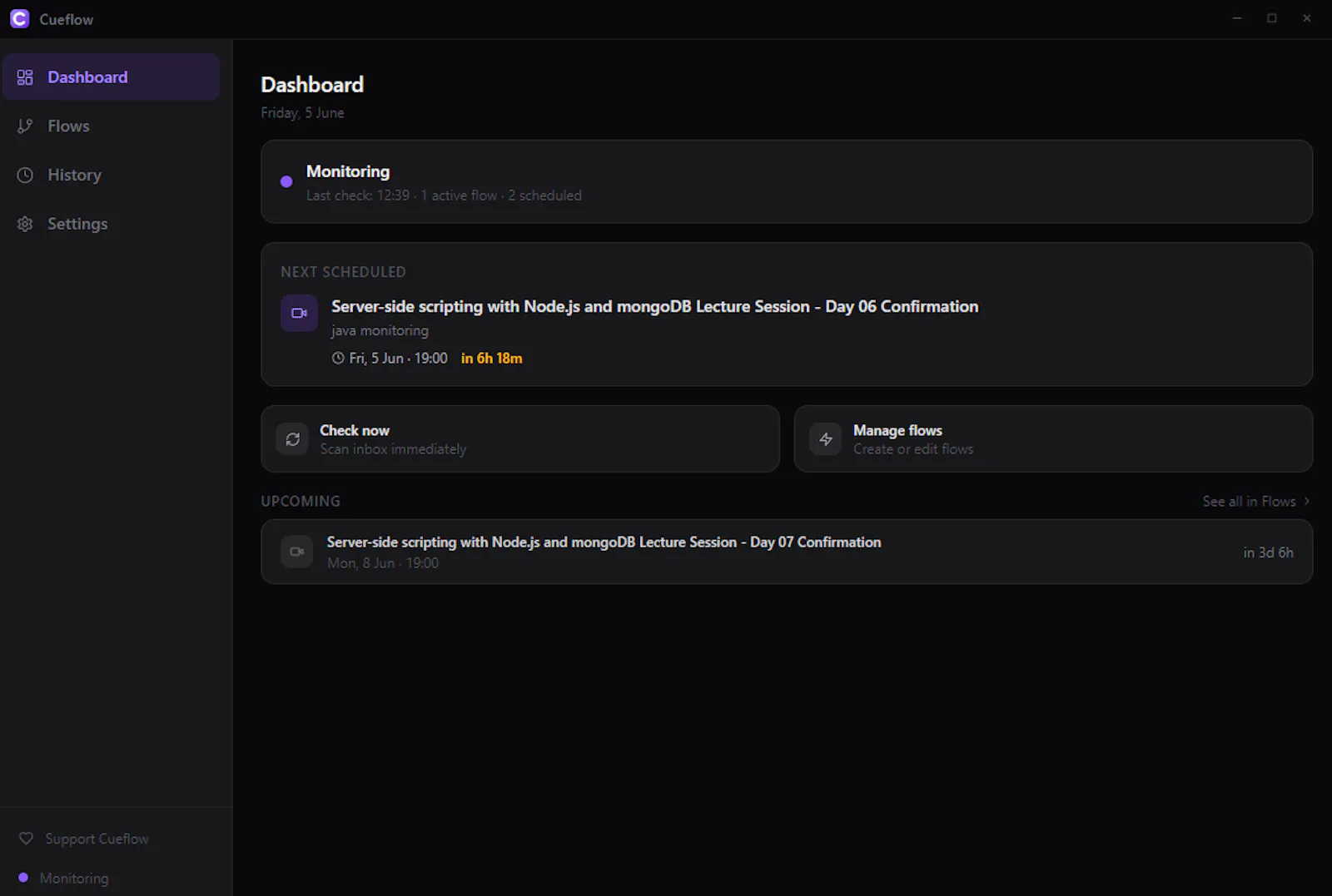 Cueflow screenshot 2