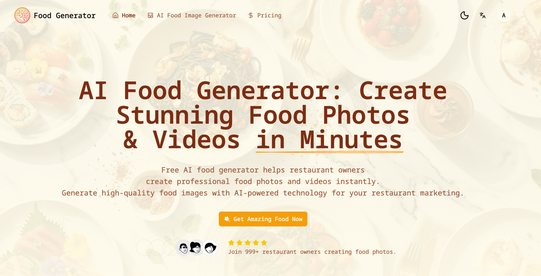 Food Generator - Main product screenshot demonstrating key features and user interface