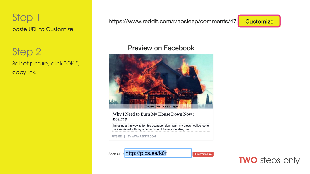 PicSee, choose your Own Preview Image of share links on social network gallery image