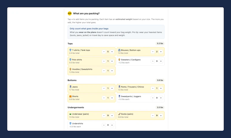 Pack Perfect Luggage Calculator screenshot 3
