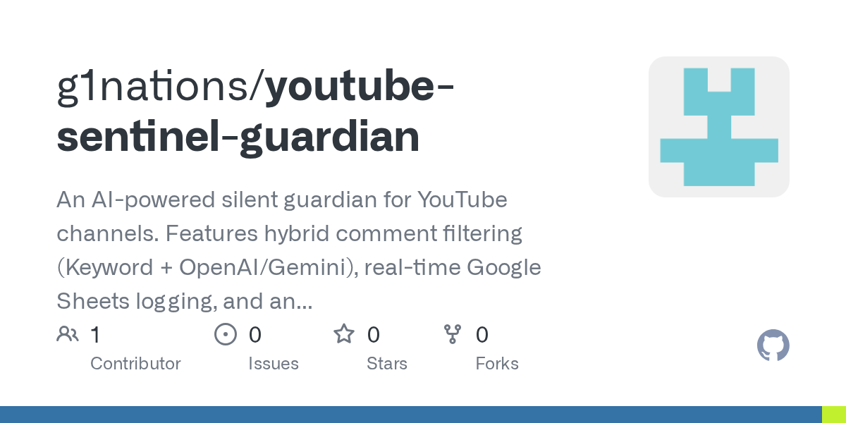 YouTube Sentinel: AI-Powered Guardian - Main product screenshot demonstrating key features and user interface