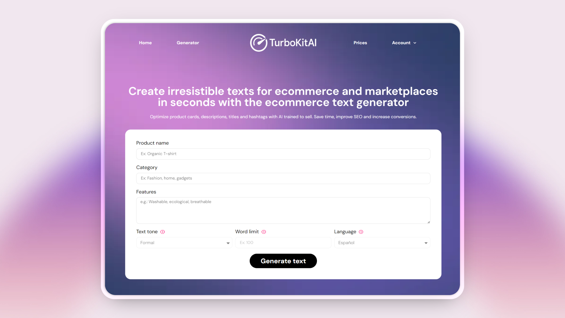 Turbokitai - генератор AI для электронной коммерции - Создайте Seo-Optimized описания продуктов и посты. медиа 1