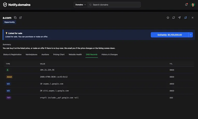 Notify.domains screenshot 7