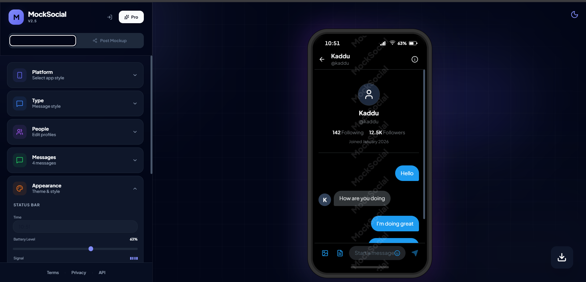 MockSocial - Screenshot 2 showing product features and functionality
