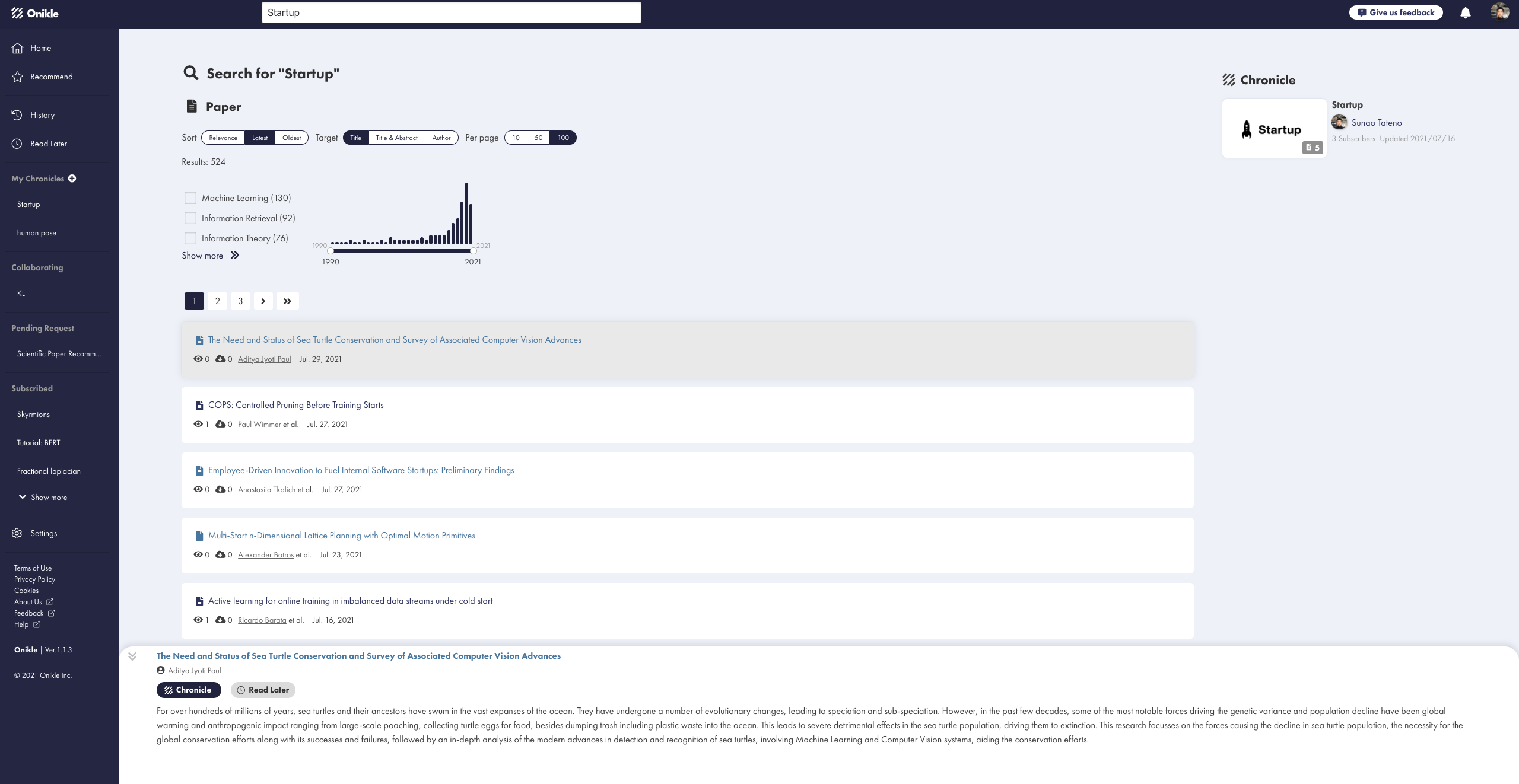 Onikle, the preprint search platform gallery image