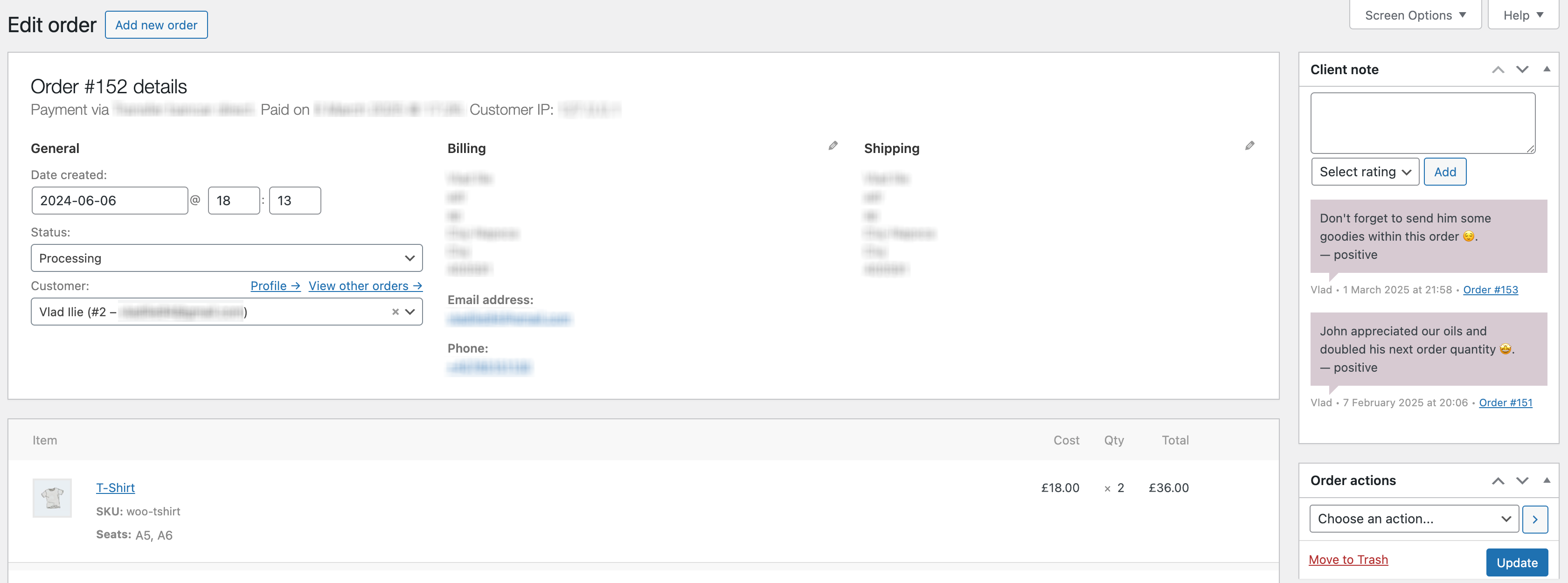 Mídia 4 de Notas e classificações do cliente para WooCommerce - Notas do cliente, classificações e mantendo seu histórico em ordens.