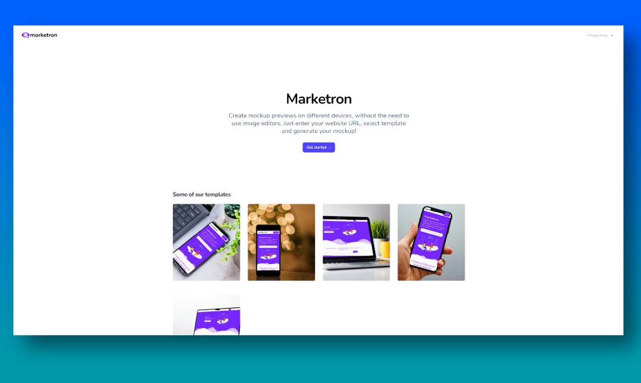 Marketron - 現実世界のデバイスであなたのウェブサイトのモックアップ画像を生成するメディア1