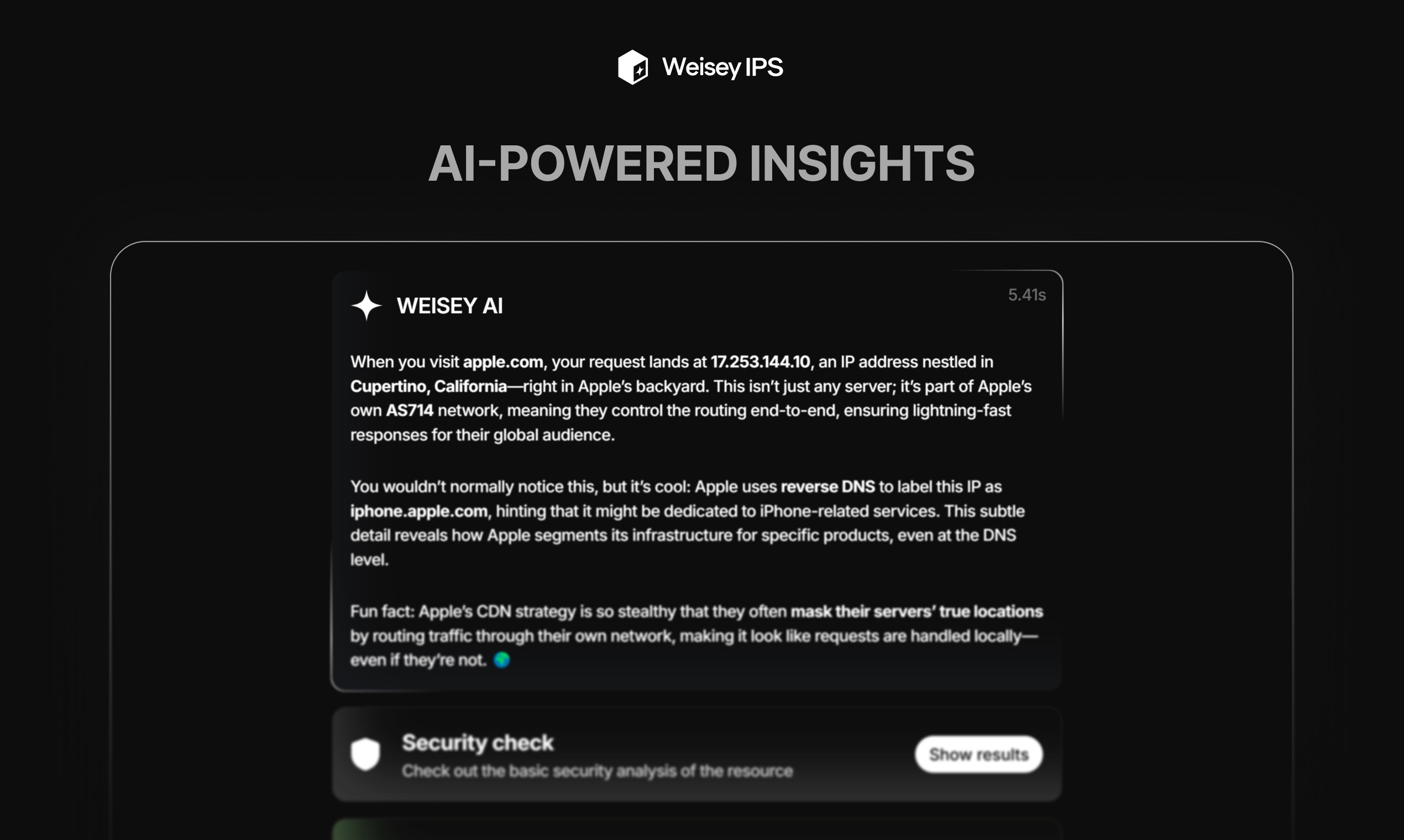 Weisey IPS - Screenshot 2 showing product features and functionality