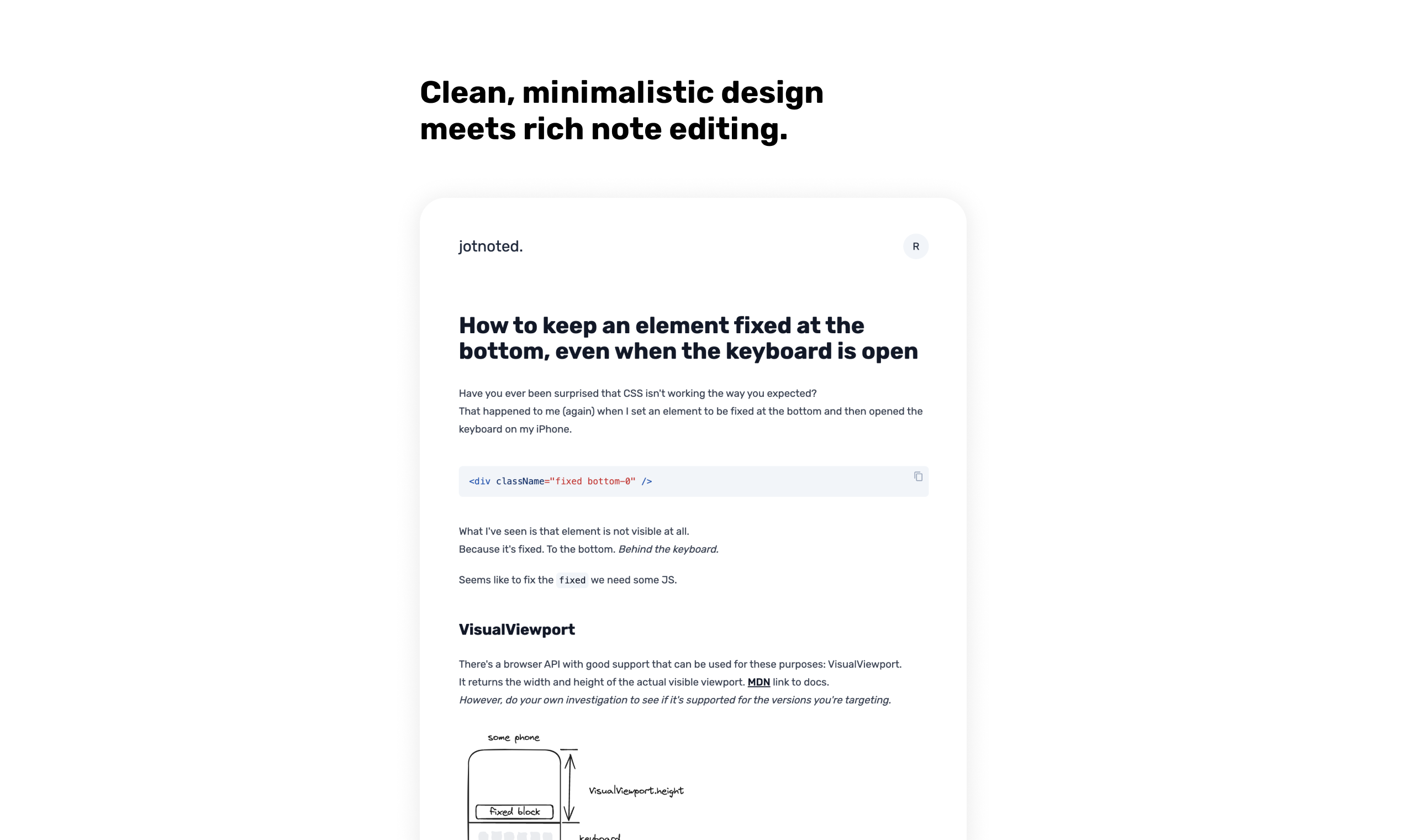 startuptile jotnoted.-Minimalistic notes with sketches editor