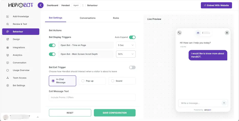 Herobot: Make your website intelligent screenshot 5