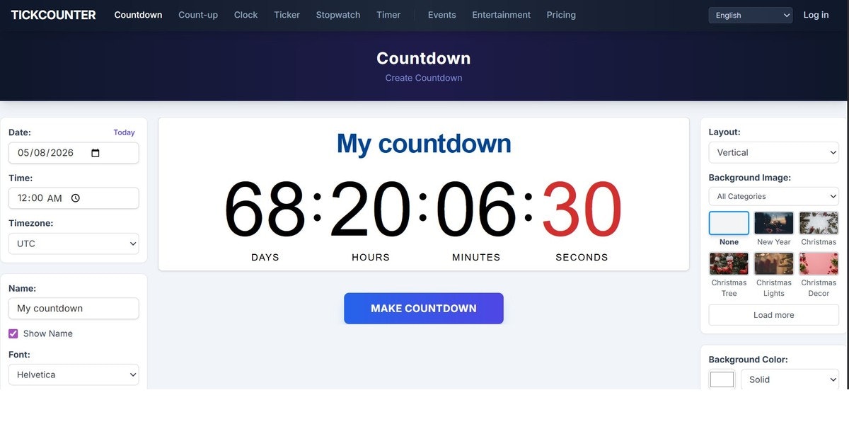 TickCounter - Countdown Timer - Main product screenshot demonstrating key features and user interface