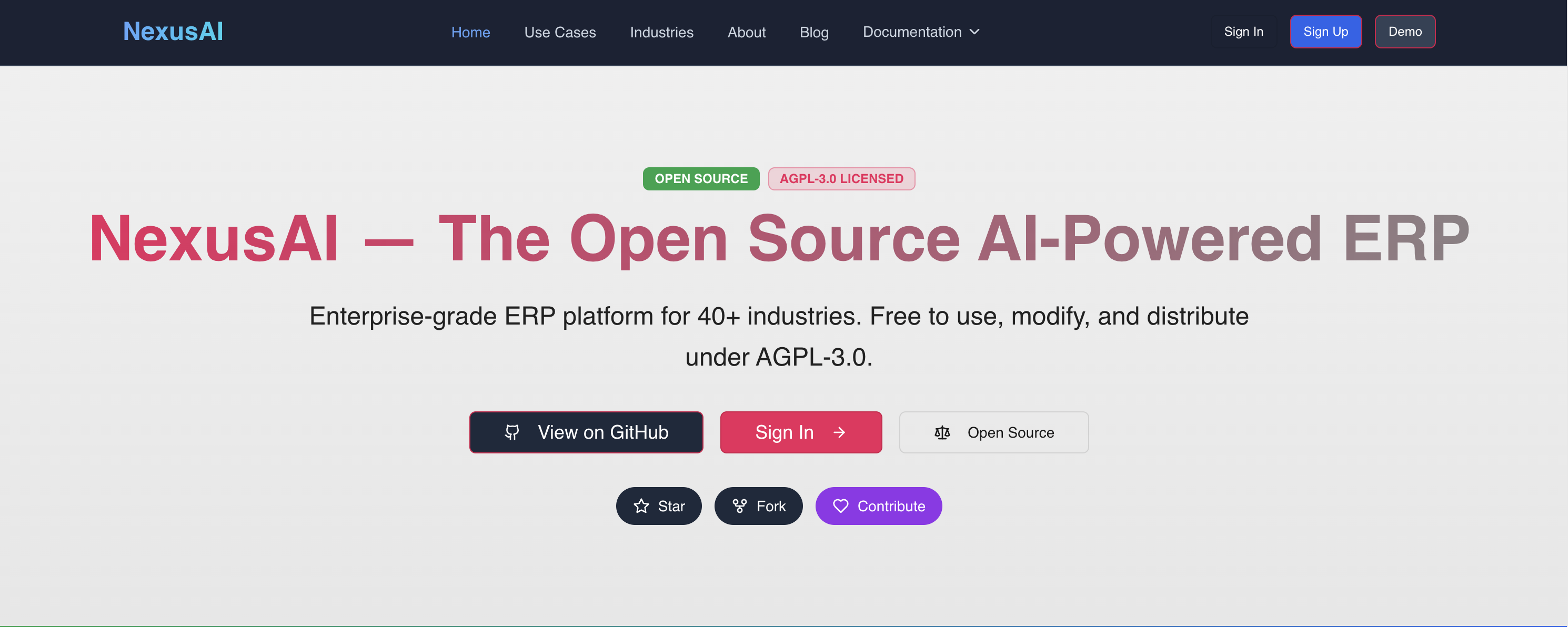Early-stage open-source AI Powered ERP - Main product screenshot demonstrating key features and user interface